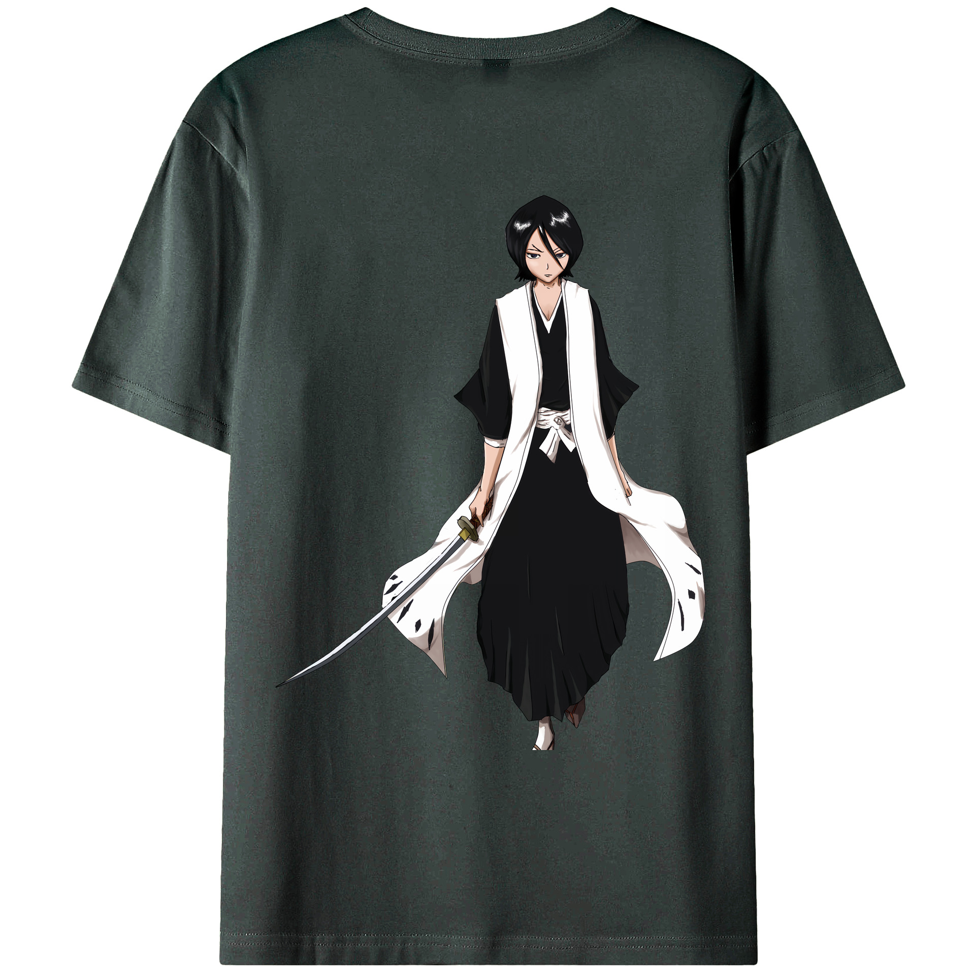 （画像用） ブリーチ 朽木ルキア BLEACH Kuchiki Rukia 綿100％ メンズ半袖Tシャツ（バックプリント） 通気性